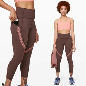 Lululemon Speed Limit Crop 23" Cherry Cola Leggings Pants Running Workout Sz  4